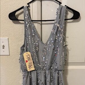 Southern Fried Chics Gray Sequin Midi Dress